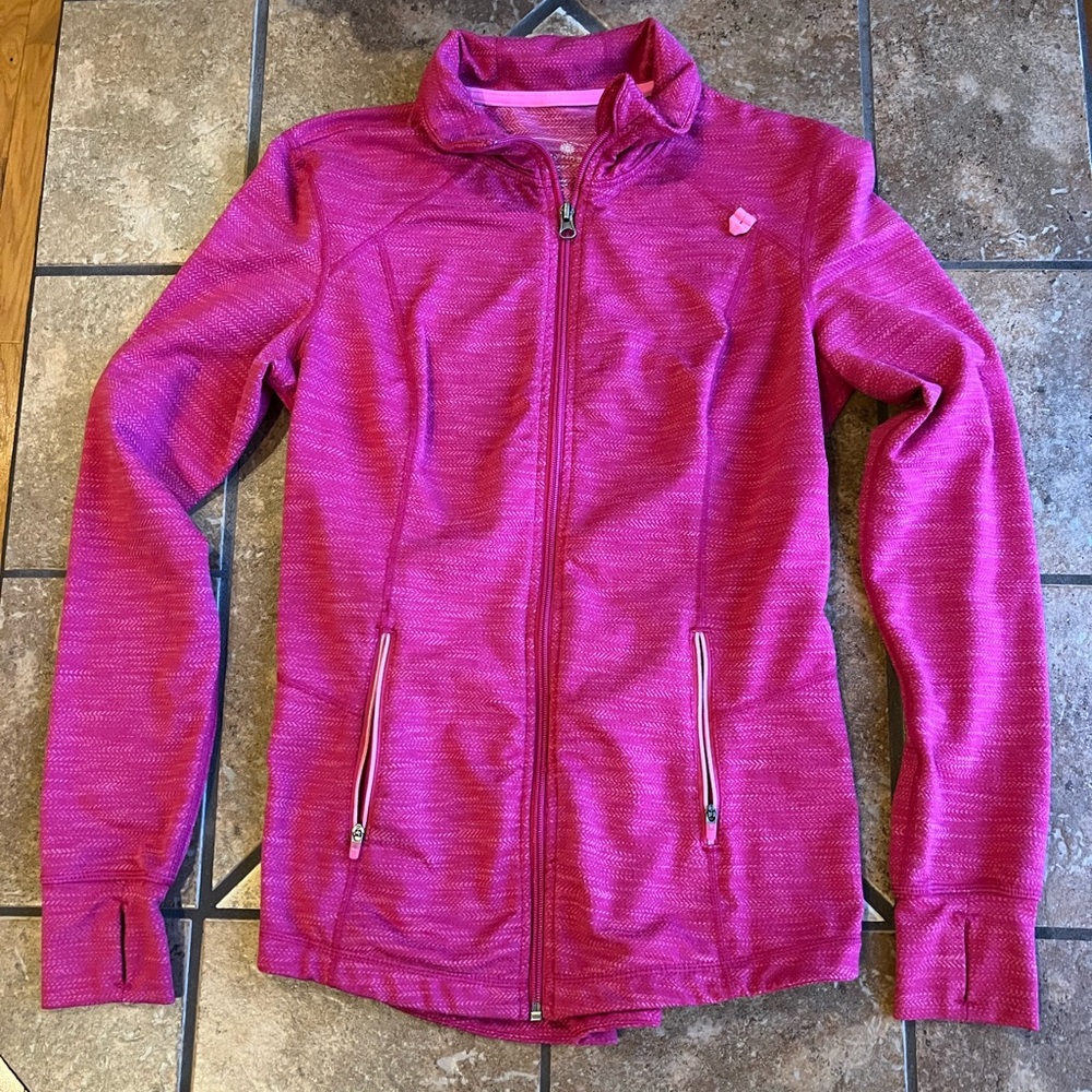 Tangerine womens activewear jacket size Small pink color.